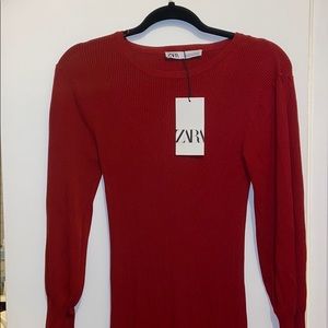 Long sleeve red maxi zara dress size small